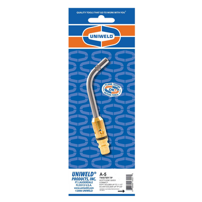 Uniweld A-5 Twister Tip Acetylene Quick Connect, Up To 3/4in-1-1/2in Soldering & Up To 1/4in-3/4in Brazing