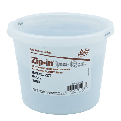 Malco HW8X1/2ZT Zip In 8x1/2 Hex Washer Screws, 1,000 Pack