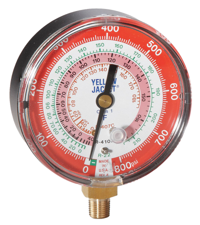 Yellow Jacket 49133 Large 3-1/8in Large Red Replacement Pressure Gauge