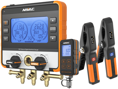 NAVAC NX1V Digital Manifold Gauge Kit with Micron Gauge, Bluetooth