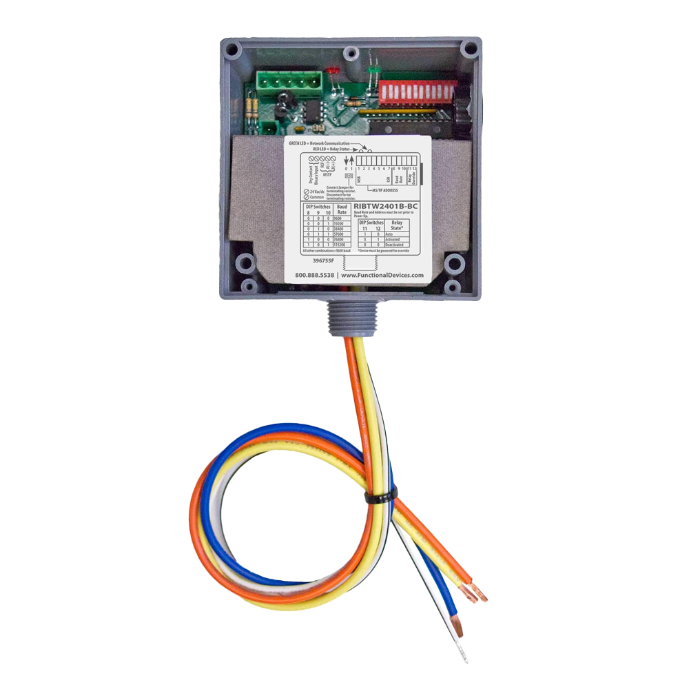 Functional Devices BacNet Enclosed Relay Hi/Low sep 20Amp SPDT 24Vac/dc/120Vac + 1 digital input