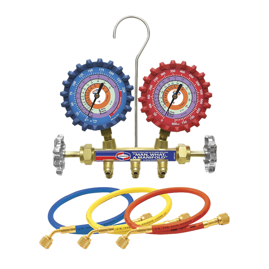 Uniweld QS4L5H 2 Valve Aluminum Manifold With 3-1/8in NPF Gauges