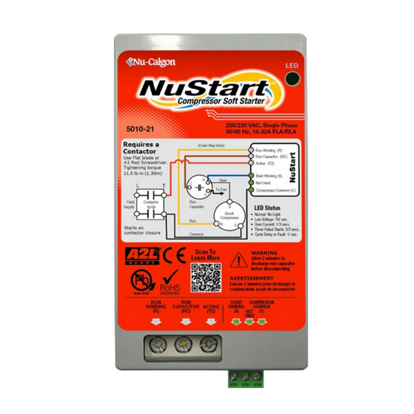 Nu-Calgon 5010-21 NuStart Compressor Soft Starter, Single Phase, 208/230VAC, 16-32A FLA/RLA