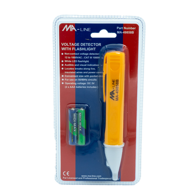 MA-Line MA-49858B 24VAC to 1000VAC Voltage Detector with Flashlight