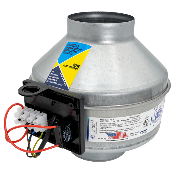 Fantech FG-4 4in Multi-Purpose Centrifugal Duct Fan, 120V