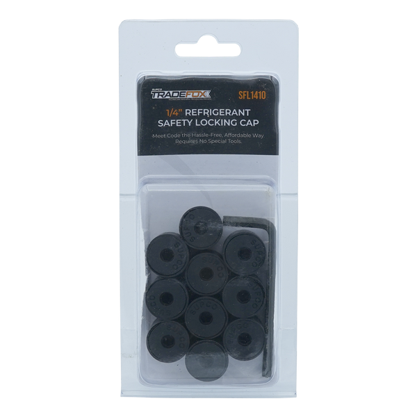 Supco TradeFox SFL1410 1/4in Refrigerant Safety Locking Caps, 10 Pack