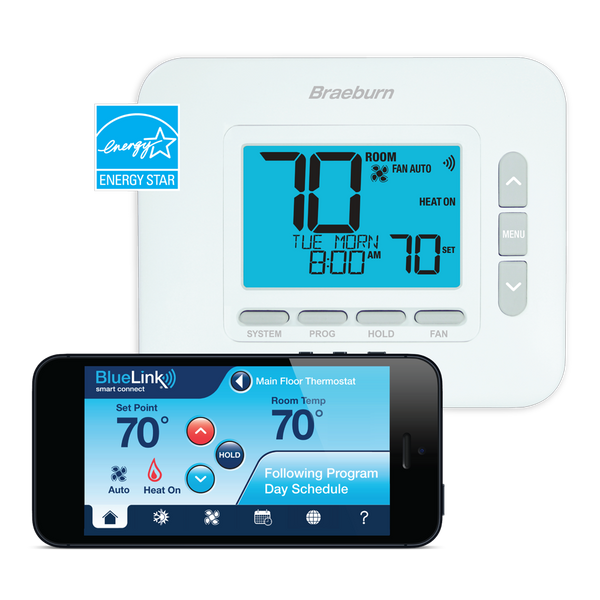 Braeburn 8205 Universal 3H/2C Smart Wi-Fi Programmable Thermostat With BlueLink