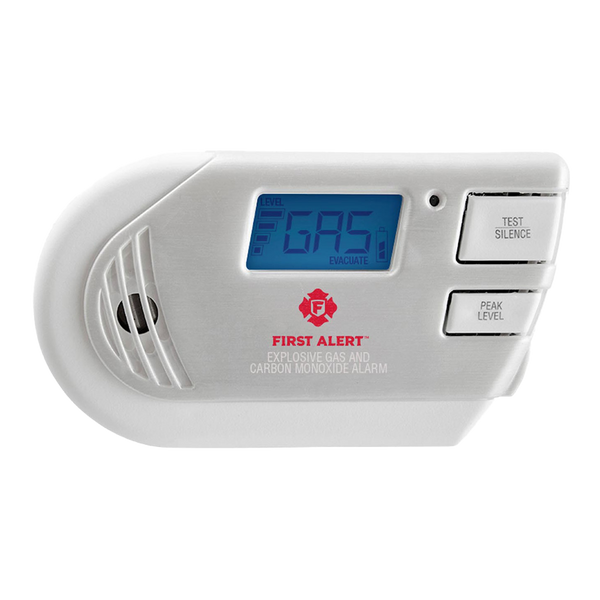 First Alert 1039760 Combination Explosive Gas and Carbon Monoxide Alarm with Backlit Digital Display