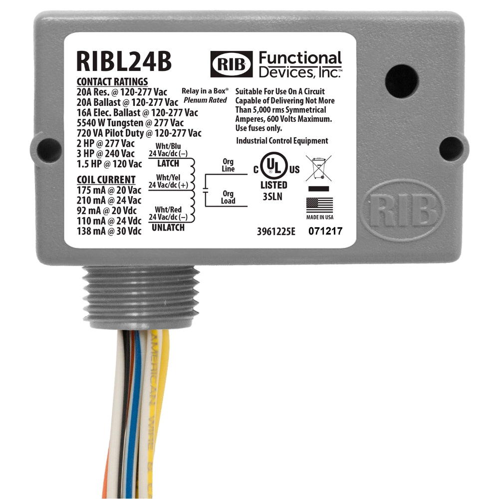Functional Devices RIBL24B Enclosed SPDT Mechanically Latching Relay