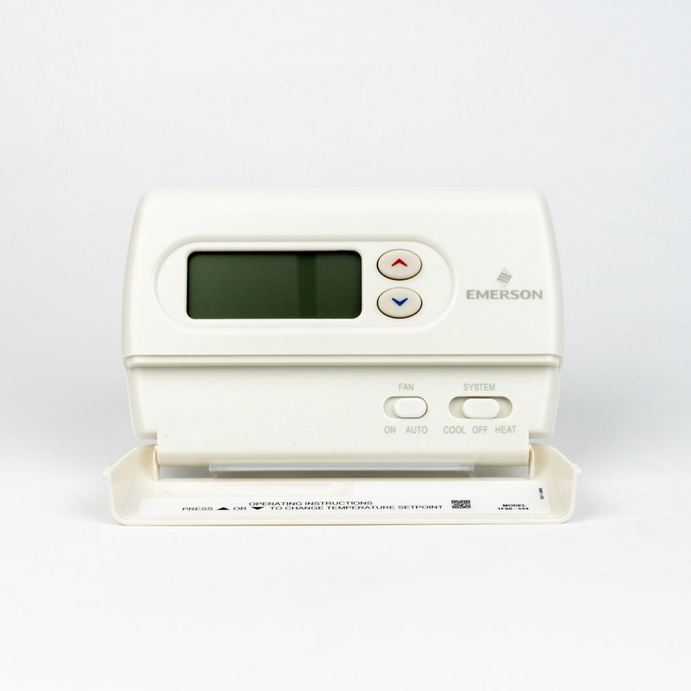 White-Rodgers 1F86-344 Dual-Powered Non-Programmable Thermostat, 1H/1C