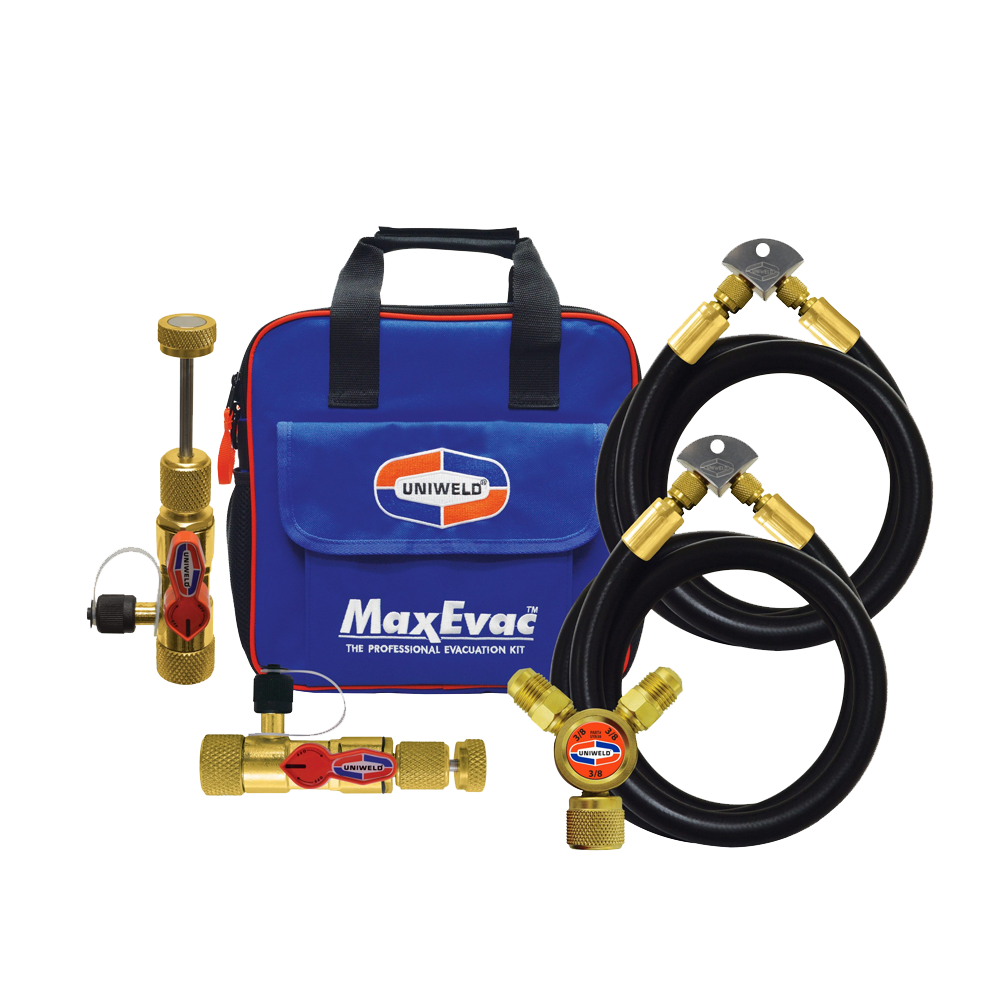 Uniweld MEPK14 MaxEvac Pro 1/4in Evacuation Kit With 2 Hoses & 2 Core Removal Tools