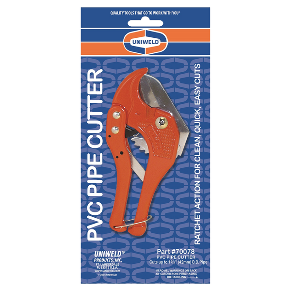 Uniweld 70078 PVC Ratchet Pipe Cutters, Cuts Up To 1-5/8in OD (42mm)