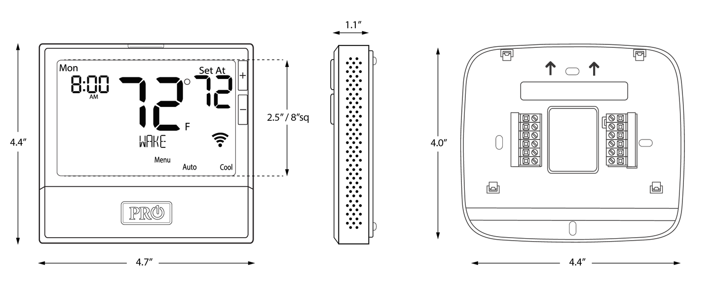 Pro1 IAQ T855iSH 7-Day 5+1+1 Universal Programmable Thermostat, 5H/3C