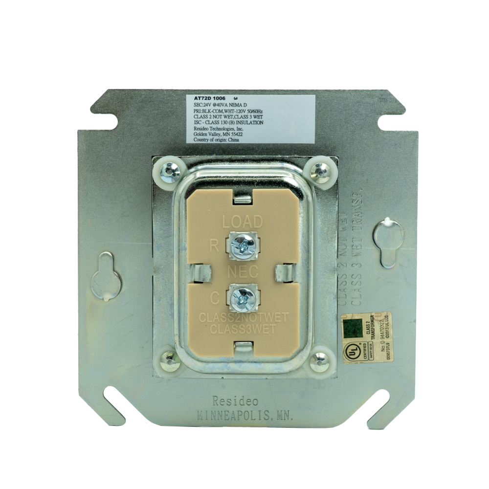 Honeywell AT72D1006 Plate-Mounted 120VAC Transformer, 9in Lead wires