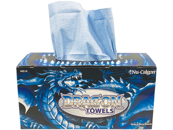 Nu-Calgon Dragon Towels 4162-01 Heavy-Duty Lint-Free Shop Towels 100 Count Blue