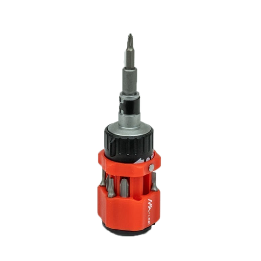 MA-Line MA-RS121 Ratcheting Stubby Screwdriver with 11 Tips