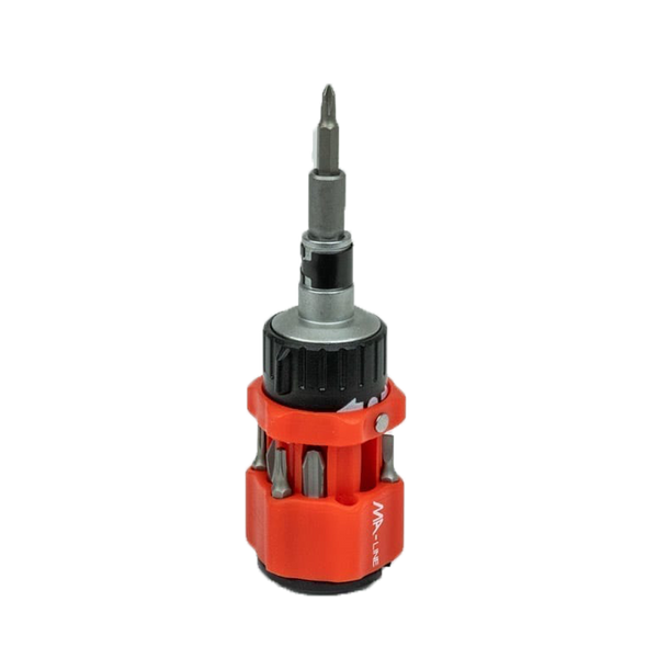 MA-Line MA-RS121 Ratcheting Stubby Screwdriver with 11 Tips
