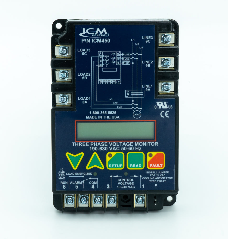 ICM Controls ICM450A Programmable 3-Phase Line Voltage Monitor - HVAC ...