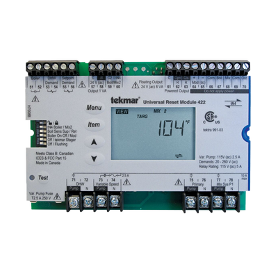 Tekmar 422 Universal Reset Module, Two tN4, Mixing, Boiler, DHW and Setpoint