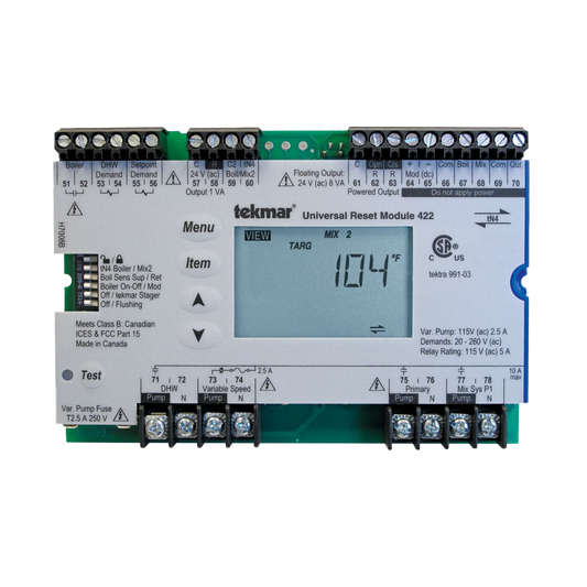 Tekmar 422 Universal Reset Module, Two tN4, Mixing, Boiler, DHW and Setpoint
