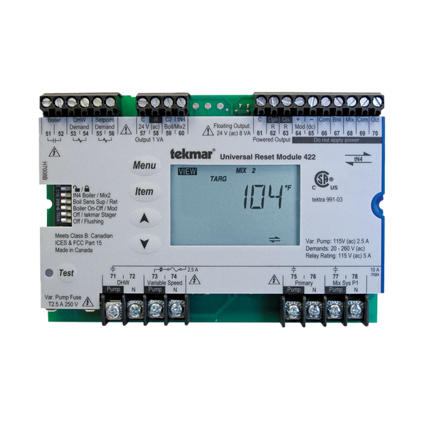 Tekmar 422 Universal Reset Module, Two tN4, Mixing, Boiler, DHW and Setpoint
