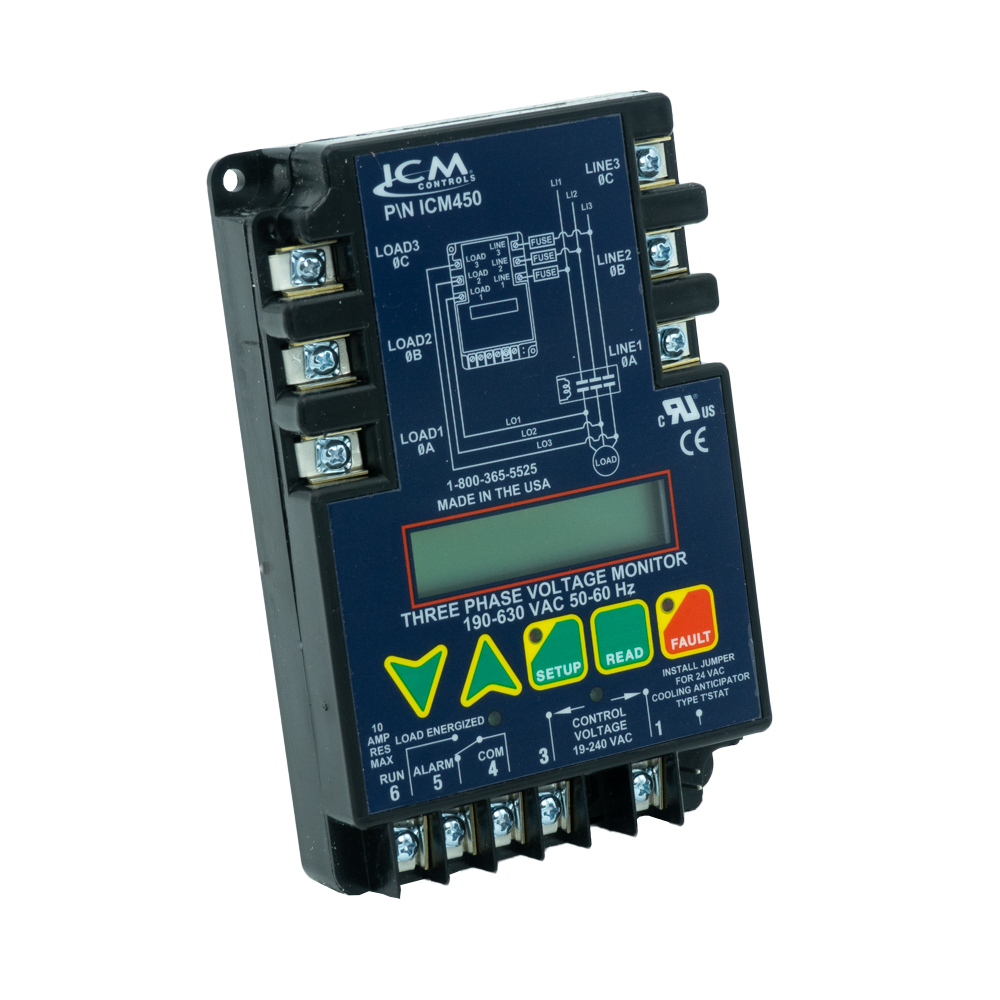 Control Panel Phase Monitoring ICM Controls ICM450A Programmable 3-Phase Line Voltage Monitor - HVAC ...
