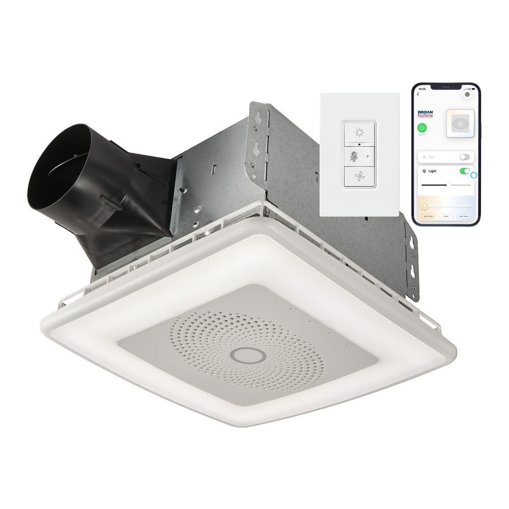 Broan VC110CCT 110 CFM Voice Controlled Smart Exhaust Fan With Dimmable LED Light & Speakers