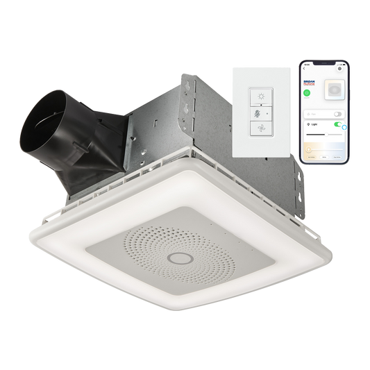 Broan VC110CCT 110 CFM Voice Controlled Smart Exhaust Fan With Dimmable LED Light & Speakers