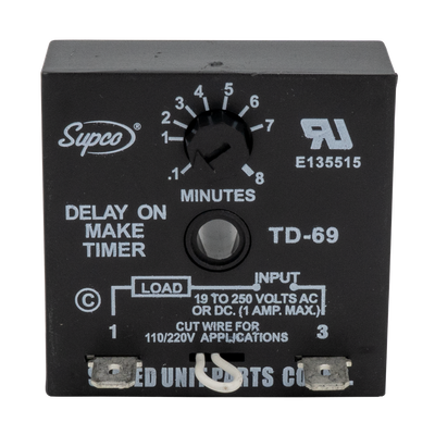 Supco TD69 Adjustable Delay on Make Timer, 6 Sec to 8 Mins