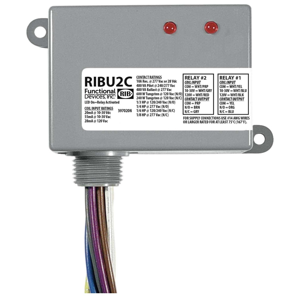 Functional Devices RIBU2C Two Enclosed SPDT Pilot Relays