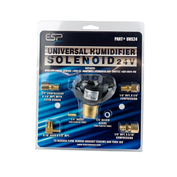 ESP UHS24 24V Universal Humidifier Solenoid Valve Kit with 4 Fittings