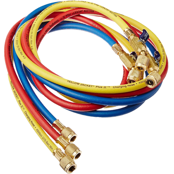 Yellow Jacket 29986 72in Plus II Hose with Compact Ball Valve, 3-Pack