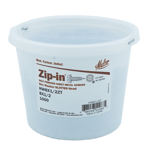 Malco HW8X1/2ZT Zip In 8x1/2 Hex Washer Screws, 1,000 Pack