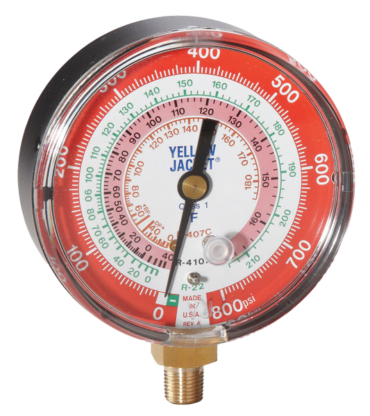 Yellow Jacket 49133 Large 3-1/8in Large Red Replacement Pressure Gauge