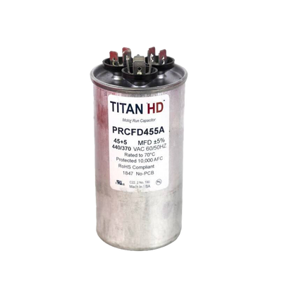 Packard PRCFD455A Titan HD 45+5 MFD, 440/370V, Round Dual Run Capacitor