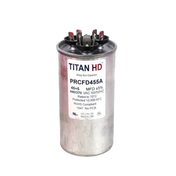 Packard PRCFD455A Titan HD 45+5 MFD, 440/370V, Round Dual Run Capacitor