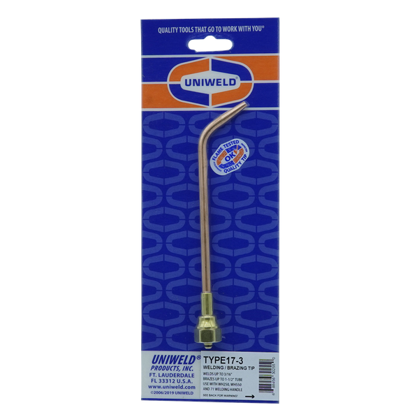 Uniweld TYPE17-3 Welding Brazing Soldering Tip, Up To 3/16in Weld & Brazing Up To 1-1/2in Copper Tube