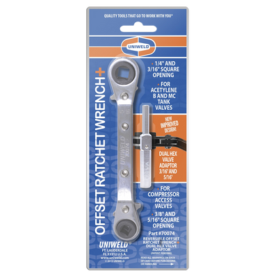 Uniweld 70074 Medium Duty Offset Ratchet Wrench, 1/4in & 3/16in, 5/16in & 3/8in