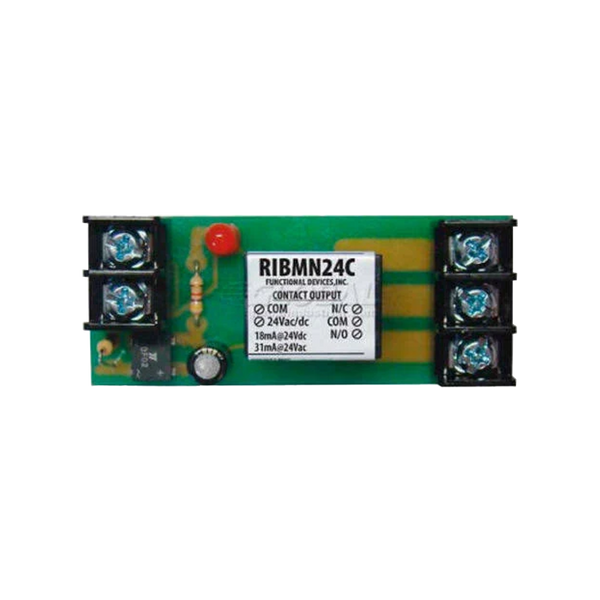 Functional Devices RIBMN24C Pilot Relay, 15 Amp SPDT, 24 Vac/dc Coil, 2.75â€³ Track Mount
