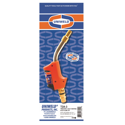 Uniweld T2A-3 Twister 2 Self Igniting Acetylene Tip, Up To 1in Soldering & Up To 1/2in Brazing