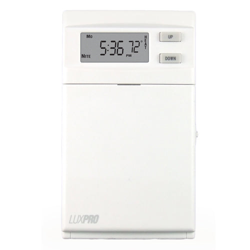 LuxPro 120/240V Line Voltage, Heat Only, 45-90 Degree, 5+2 Day Programmable Thermostat (ELV1)