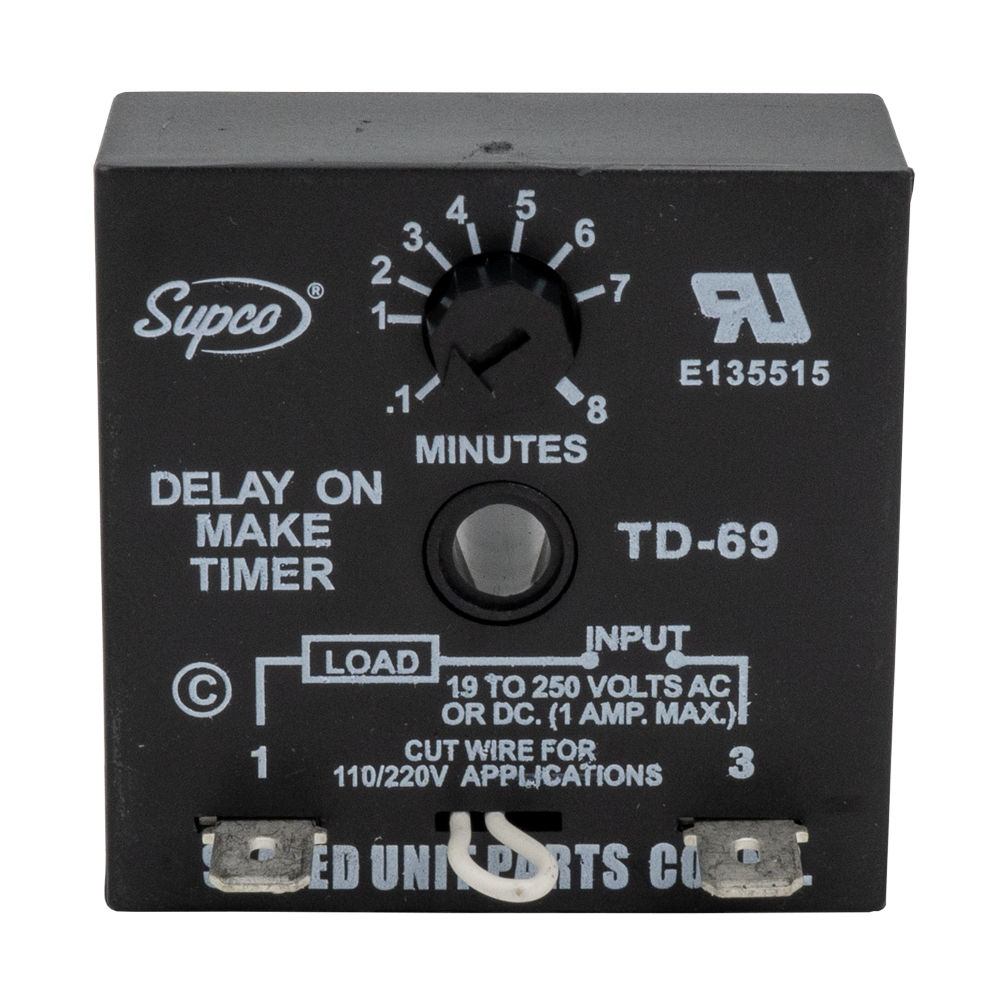 Supco TD69 Adjustable Delay on Make Timer, 6 Sec to 8 Mins